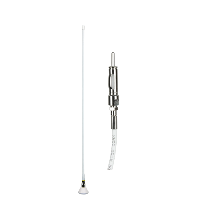 GME 600mm AM/FM Ground Dependent Antenna, Base, Cable & Plug - White - AE312B