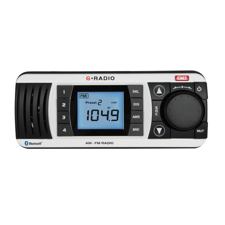 GME Bluetooth AM/FM Marine Stereo - White & Black
